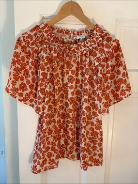 VOY Orange Floral Blouse